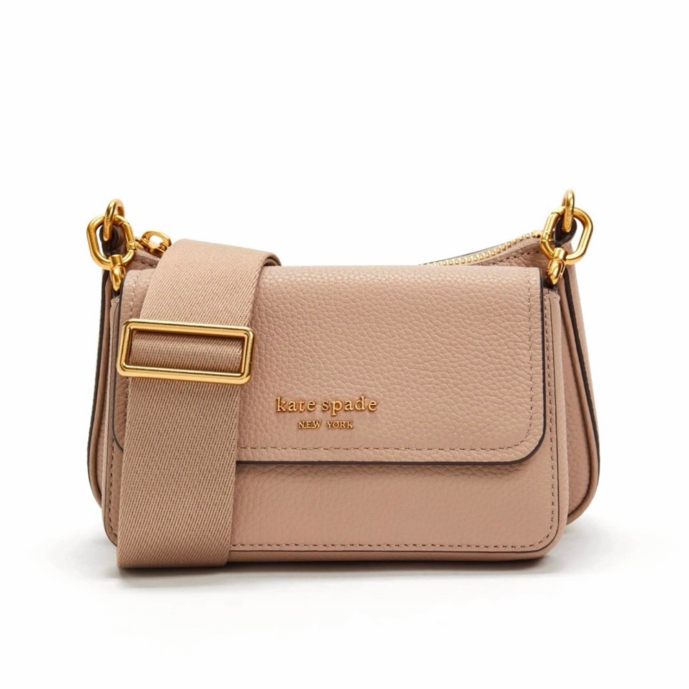 Kate Spade Double Up Crossbody Bag Kraft Paper Pebbled Leather - Picture 4 of 8